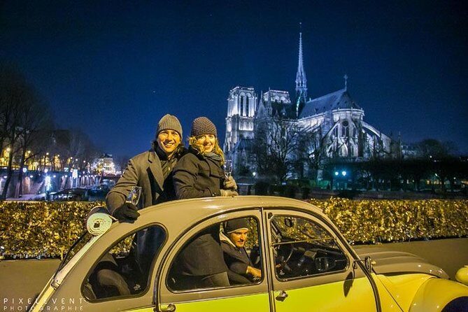 2CV tour by night - Door-to-door pickup across Paris, not just a meeting point
