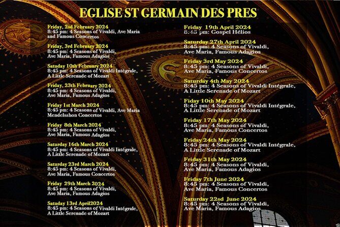 Classical Music Concert Saint Germain des Prés Church - Music expectations: what you’ll hear and how to prepare