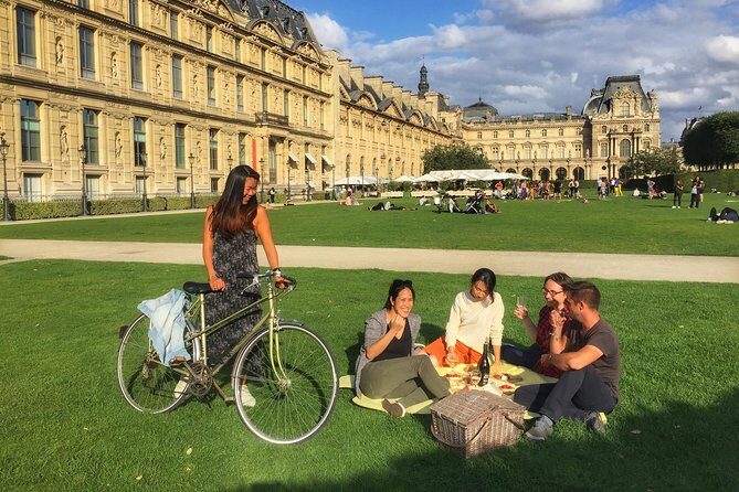 First Day Bike Tour, Top Sights, hidden gems, Wine&Cheese picnic - Saint-Germain des Prés and Place Dauphine: where the mood shifts