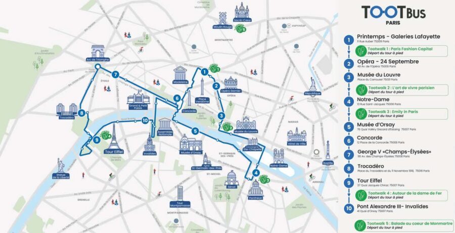 Paris: Discovery Hop-On Hop-Off and Paris by Night Tour - Day route basics: Blue Line, major monuments, and how to use it