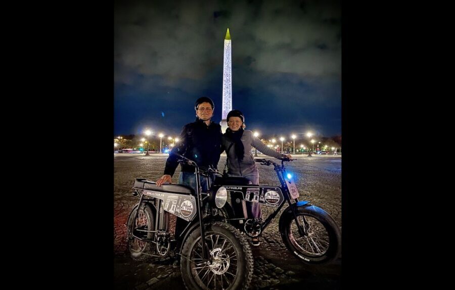 Paris: Eiffel Tower and Notre Dame Night Tour by E-Bike - Starting at 10 Rue de la Paix: bikes, helmets, and your first minutes