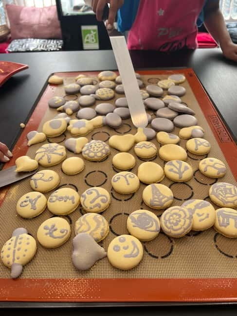 Paris: Montmartre Macaron Baking Workshop - Piping practice on templates so your shells stay even