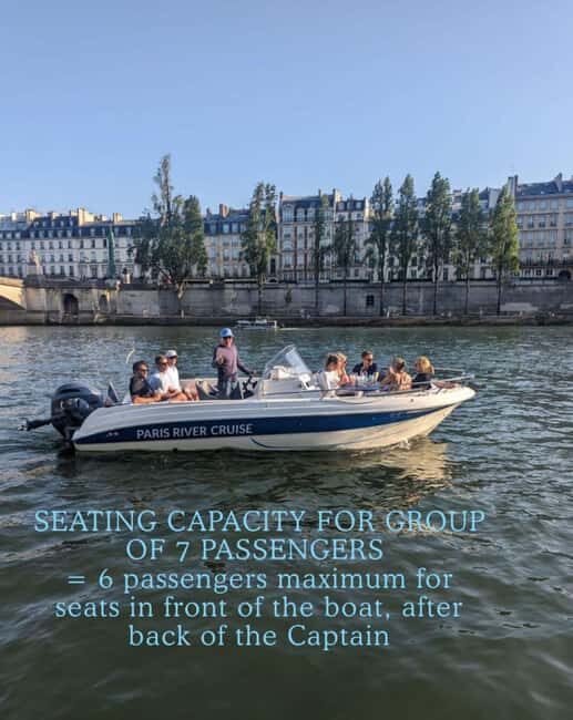 Paris Private Boat Seine River with Captain Guide - Price and value for up to 7 people