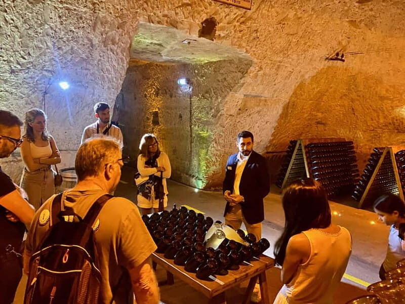Paris: Ruinart and Veuve Clicquot Champagne Tour by Mercedes - Ruinart: guided cellars below ground and a starter tasting