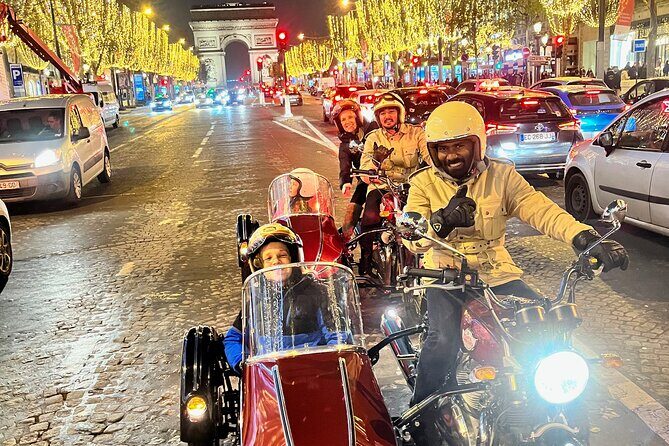 Private Sidecar Tour of Paris at Night with drinks - Arc de Triomphe and the Champs-Élysées view